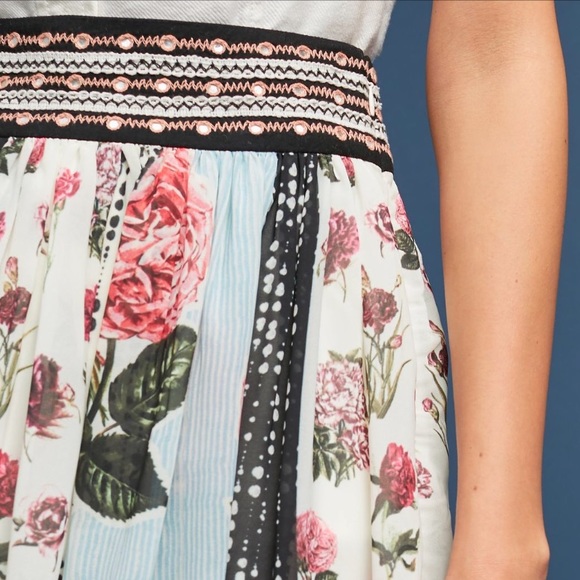 Anthropologie Vertical stripe floral skirt - Picture 7 of 8